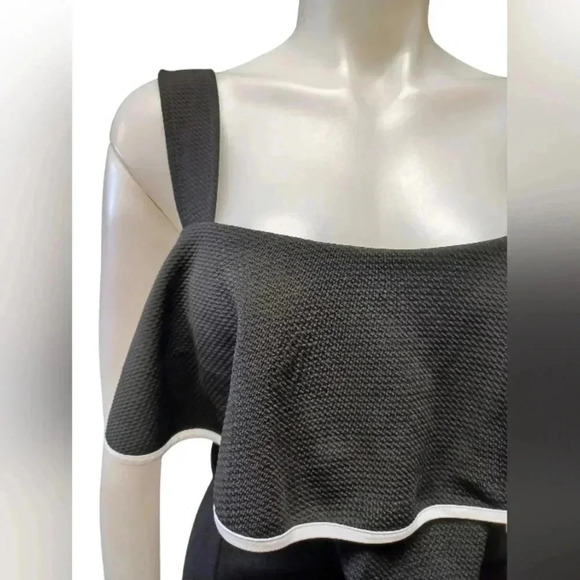 Rodan NWT Midi  Cold Shoulder Black And White Dress Size XXL - Picture 5 of 8